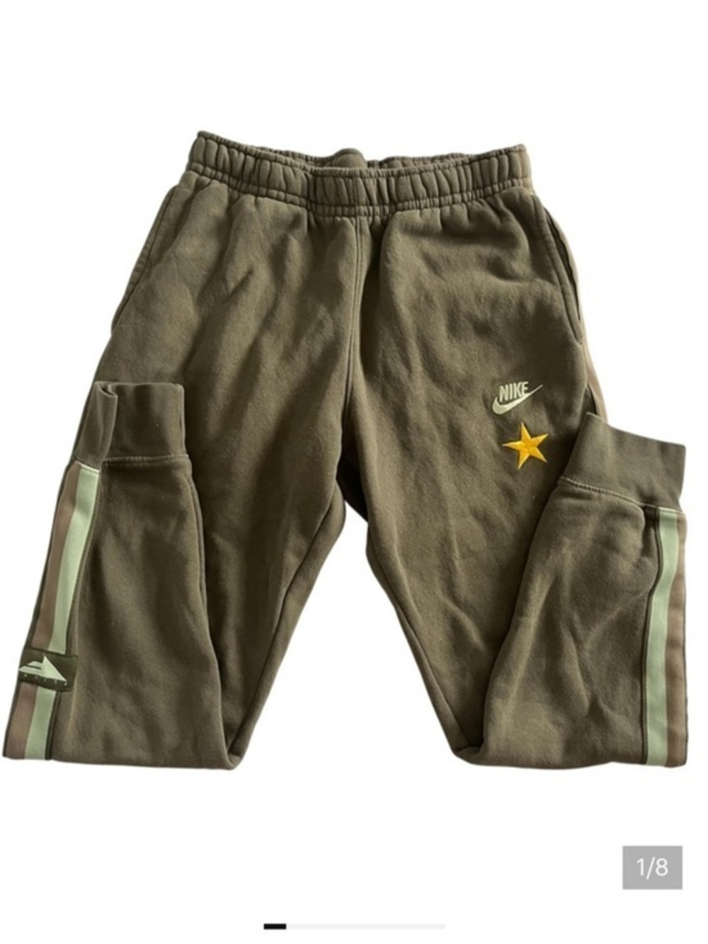 Nike Flight Olive Green Track Joggers with Yellow Star “Nike stories”